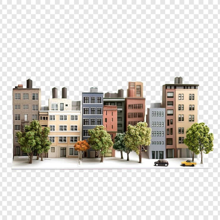 PSD paisagem urbana em miniatura um modelo arquitetônico encantador