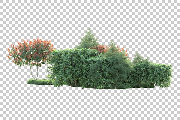 Paisagem verde isolada em fundo transparente ilustração de renderização 3d