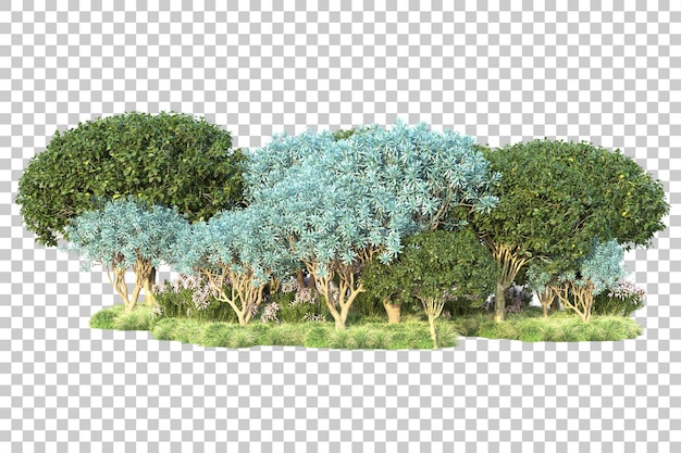 Paisagem verde isolada em fundo transparente ilustração de renderização 3d