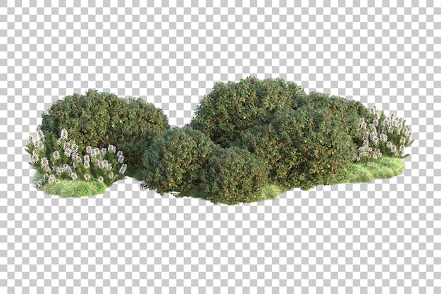 Paisagem verde isolada em fundo transparente ilustração de renderização 3d