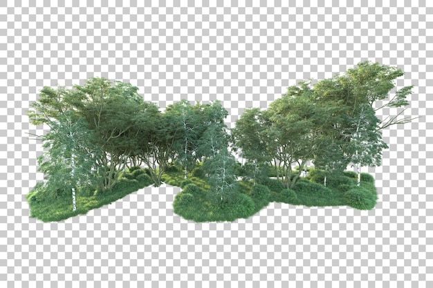 Paisagem verde isolada em fundo transparente ilustração de renderização 3d