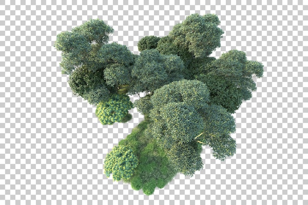 PSD paisagem verde isolada na ilustração de renderização 3d de fundo transparente