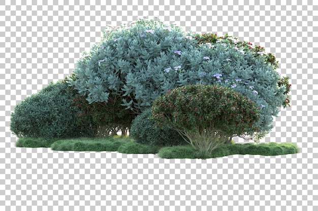 Paisagem verde isolada na ilustração de renderização 3d de fundo transparente