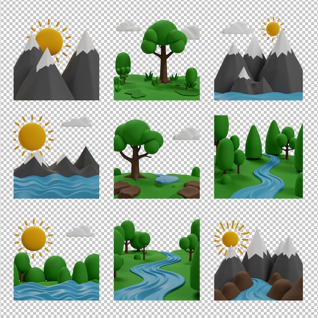 Paisagens da natureza de desenhos animados