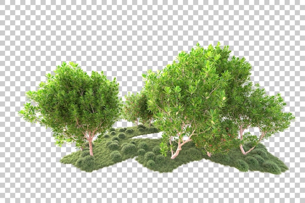 Paisaje aislado en un fondo transparente Ilustración de renderización 3D
