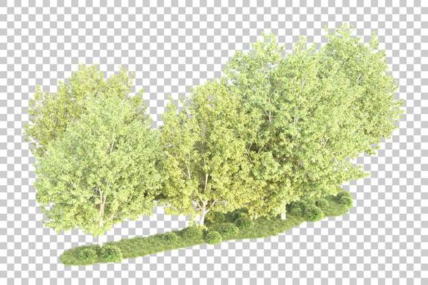 Paisaje aislado en un fondo transparente Ilustración de renderización 3D