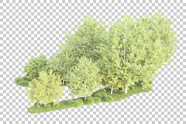 Paisaje aislado en un fondo transparente Ilustración de renderización 3D