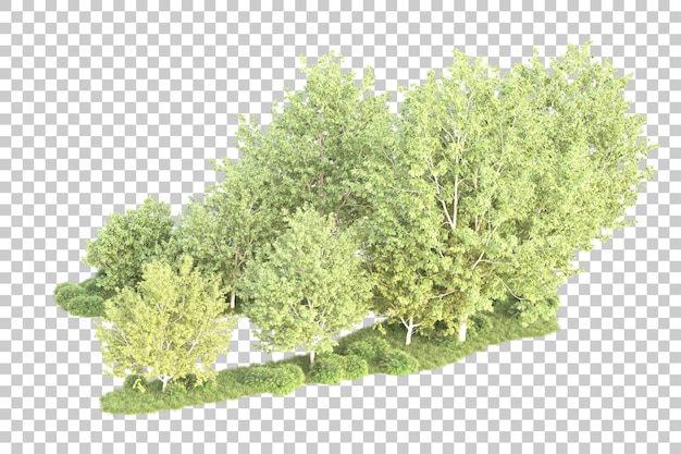 Paisaje aislado en un fondo transparente ilustración de renderización 3d