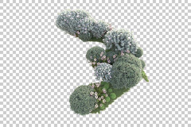 Paisaje aislado en un fondo transparente Ilustración de renderización 3D