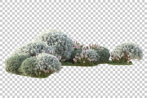 Paisaje aislado en un fondo transparente Ilustración de renderización 3D