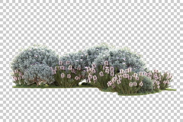 Paisaje aislado en un fondo transparente Ilustración de renderización 3D