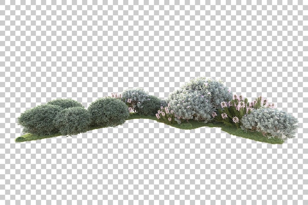 Paisaje aislado en un fondo transparente Ilustración de renderización 3D