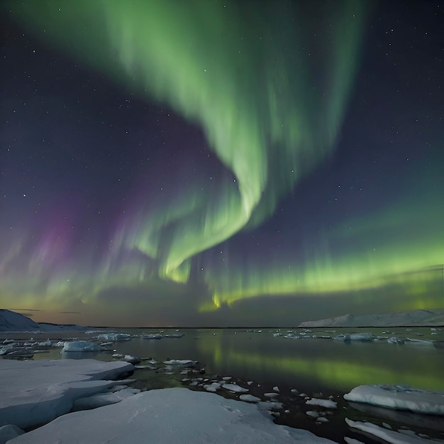 PSD paisaje ártico con la aurora