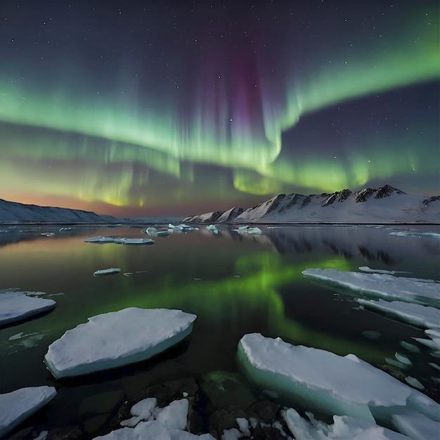 PSD paisaje ártico con la aurora