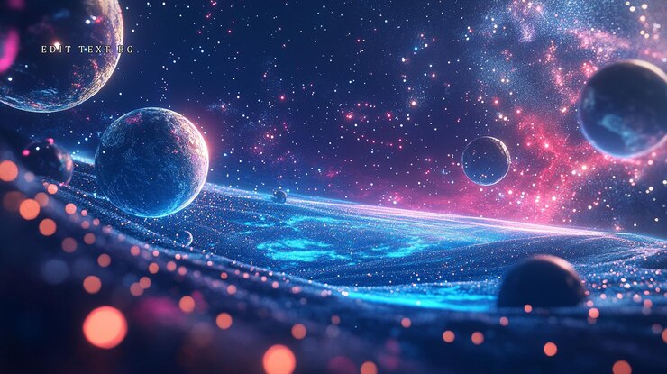 PSD un paisaje cósmico vibrante con planetas y nebulosas brillantes