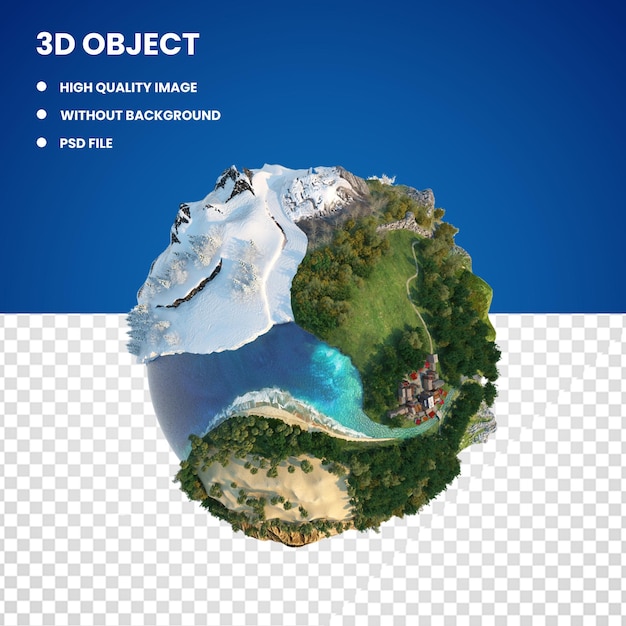 PSD el paisaje del globo psd 3d