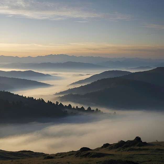 PSD paisaje de mar de niebla