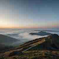 PSD paisaje de mar de niebla