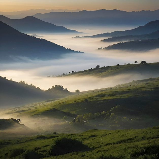 PSD paisaje de mar de niebla