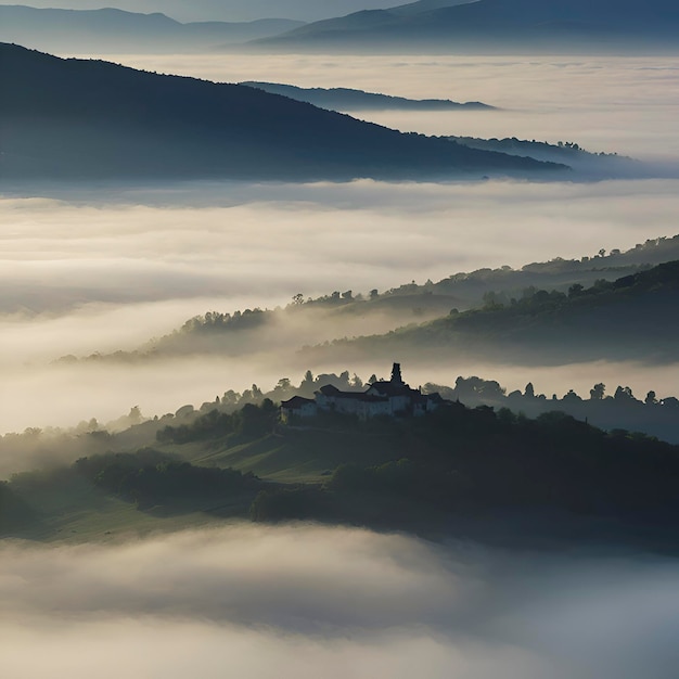 PSD paisaje de mar de niebla