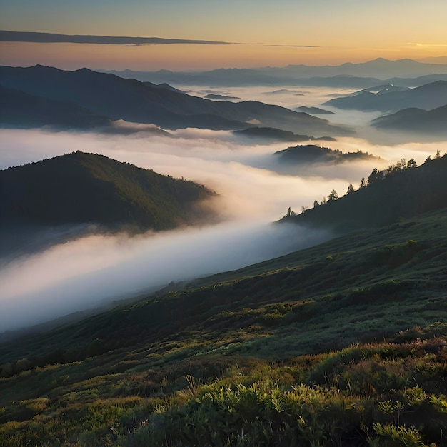 PSD paisaje de mar de niebla