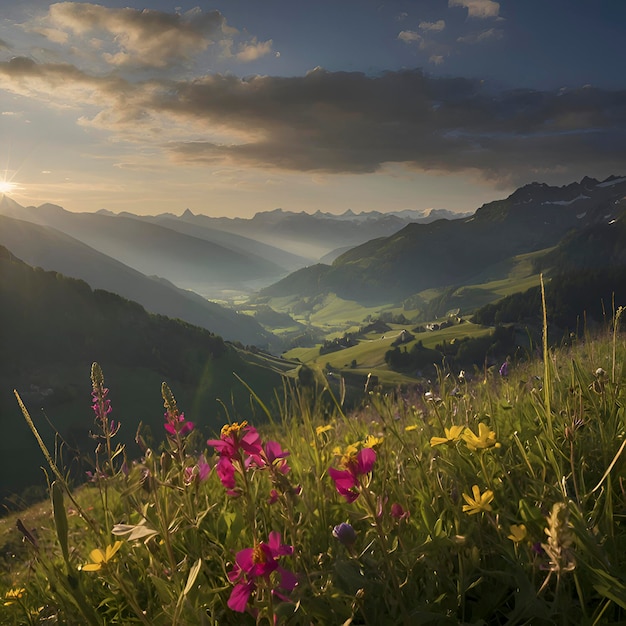 PSD paisaje montañoso de suiza