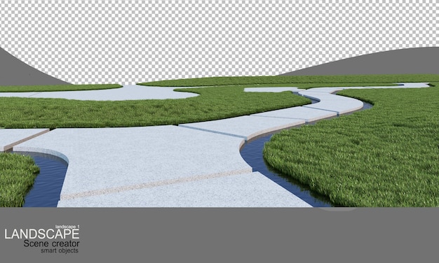 PSD paisaje con muchas plantas y flores