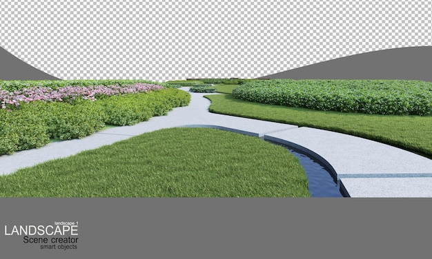 Paisaje con muchas plantas y flores
