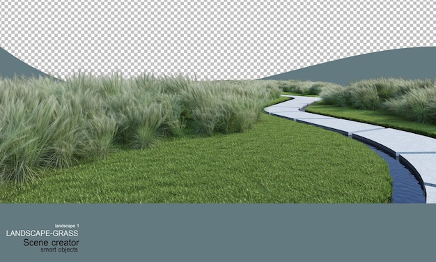 Paisaje con muchos tipos de hierba