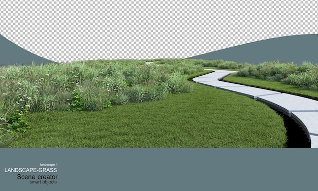 PSD paisaje con muchos tipos de hierba