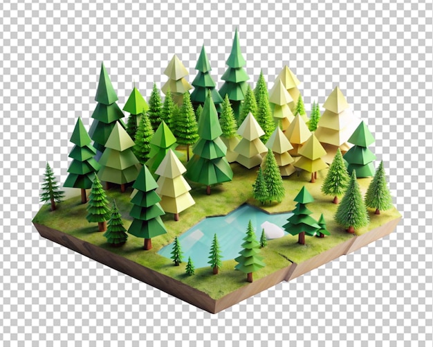 Un paisaje de polímero bajo en 3d con una montaña en el medio