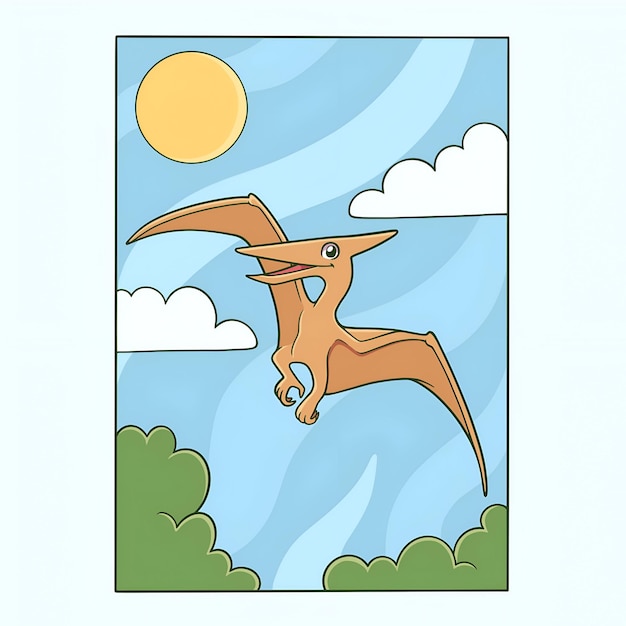 El paisaje de un pterodáctilo en el cielo