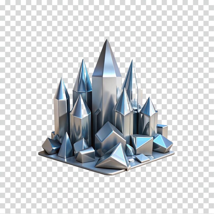 PSD paisaje urbano de cristal geométrico una representación 3d de las estructuras prismáticas