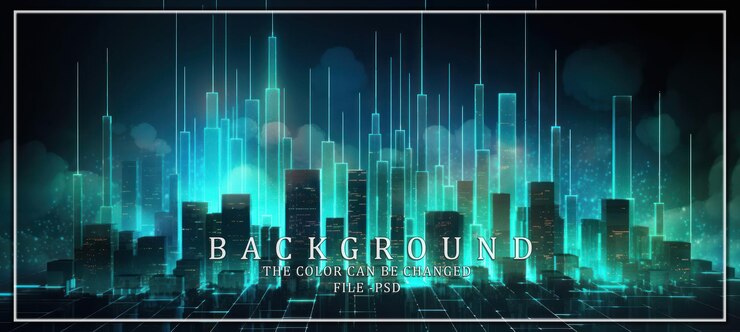 PSD paisaje urbano cyberpunk con luces de neón