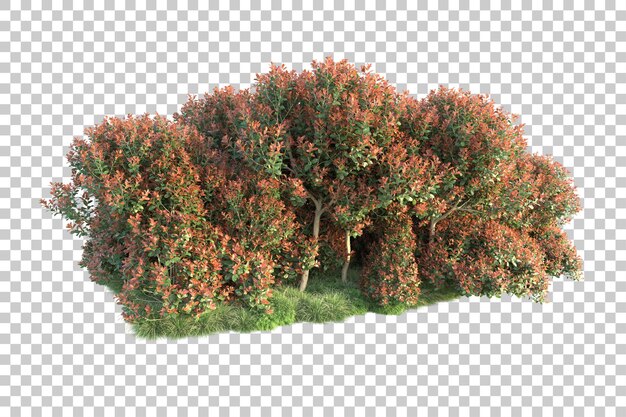 Paisaje verde aislado en un fondo transparente Ilustración de renderización 3D