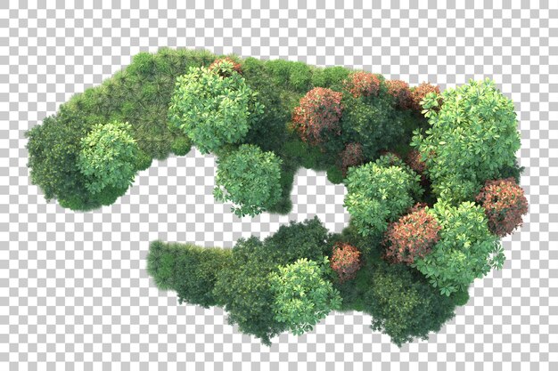 Paisaje verde aislado en un fondo transparente Ilustración de renderización 3D