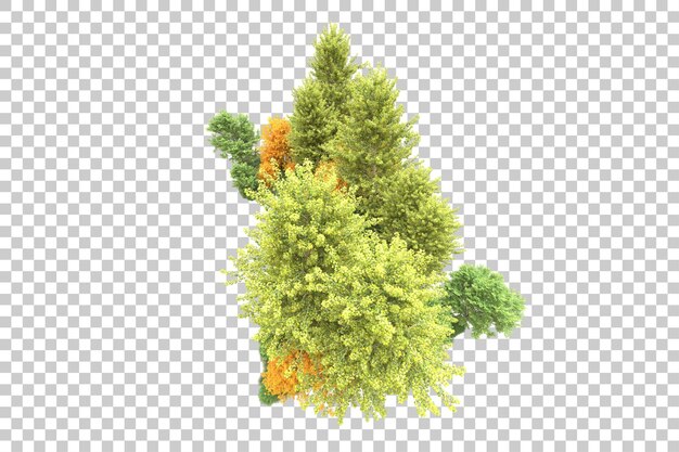Paisaje verde aislado en un fondo transparente Ilustración de renderización 3D