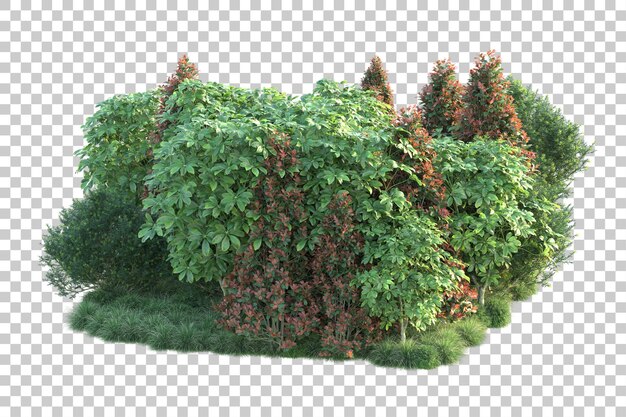 Paisaje verde aislado en un fondo transparente Ilustración de renderización 3D