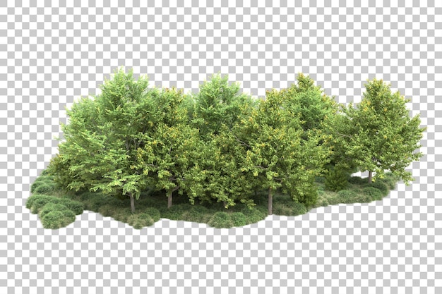 PSD paisaje verde aislado en un fondo transparente ilustración de renderización 3d