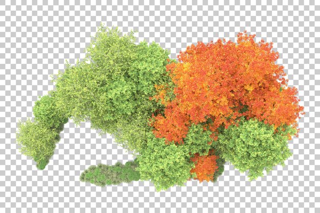 Paisaje verde aislado en un fondo transparente Ilustración de renderización 3D