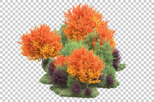 Paisaje verde aislado en un fondo transparente Ilustración de renderización 3D