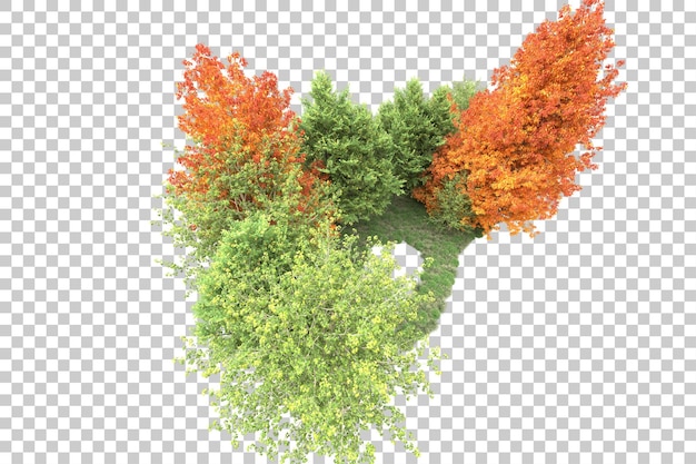 Paisaje verde aislado en un fondo transparente Ilustración de renderización 3D
