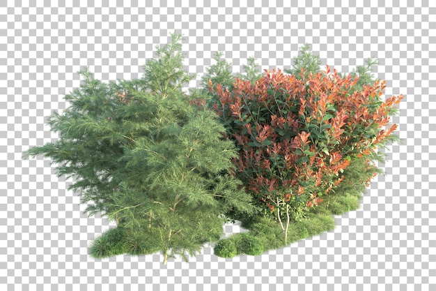 Paisaje verde aislado en un fondo transparente Ilustración de renderización 3D