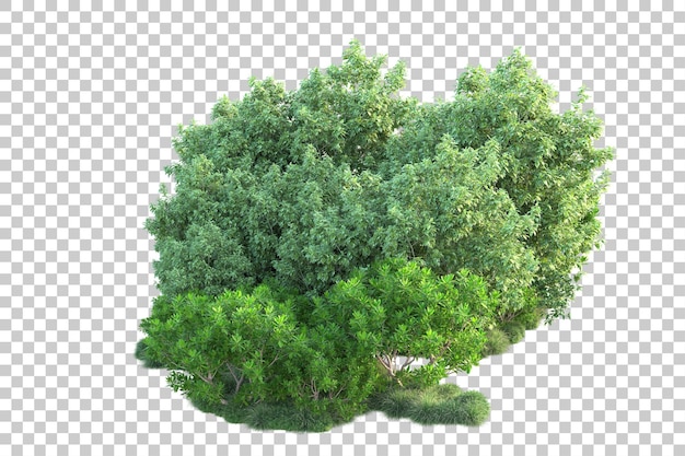 Paisaje verde aislado en un fondo transparente Ilustración de renderización 3D
