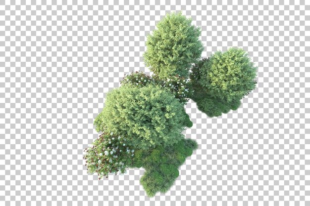 Paisaje verde aislado en un fondo transparente Ilustración de renderización 3D