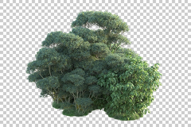 Paisaje verde aislado en un fondo transparente Ilustración de renderización 3D
