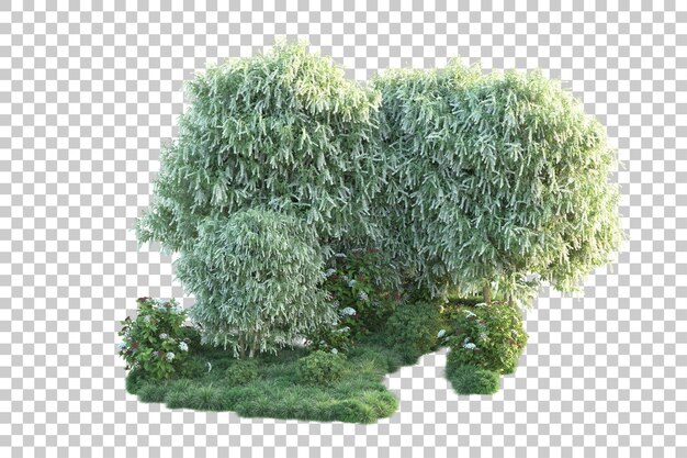Paisaje verde aislado en un fondo transparente Ilustración de renderización 3D