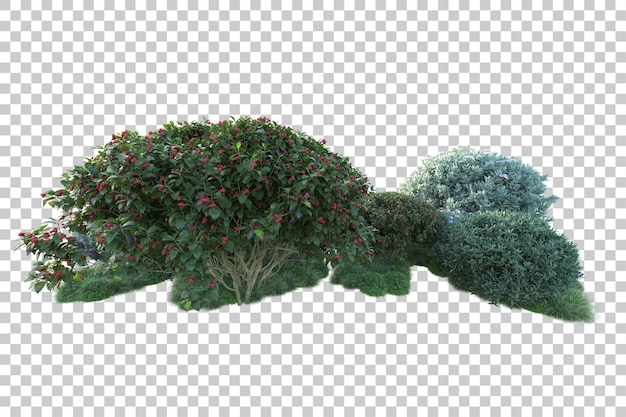 Paisaje verde aislado en un fondo transparente Ilustración de renderización 3D