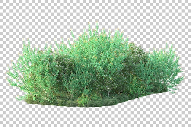 Paisaje verde aislado en un fondo transparente Ilustración de renderización 3D