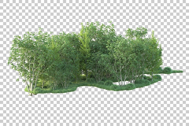 Paisaje verde aislado en un fondo transparente Ilustración de renderización 3D